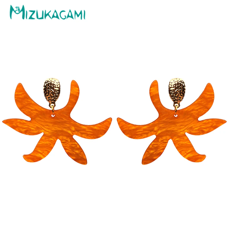 

Fashion Exaggeration Orange Flowers Originality Big Drop Earrings Resin For Women Elegant Design Jewelry
