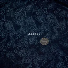 Ткань из жаккардовой вискозы темно-синий фон с цветочным принтом цена за 1 метр