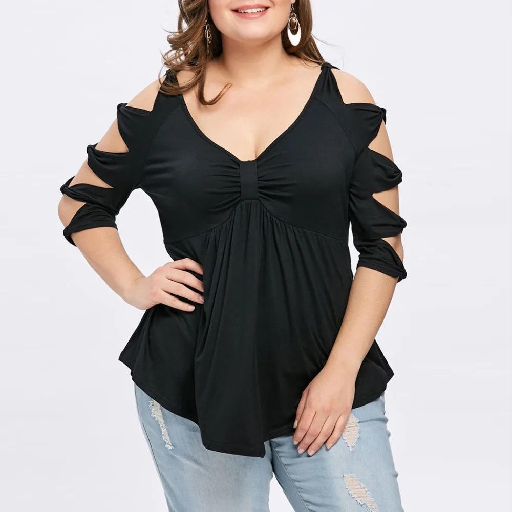 V Neck shirt Solid Half Sleeve Pullover 