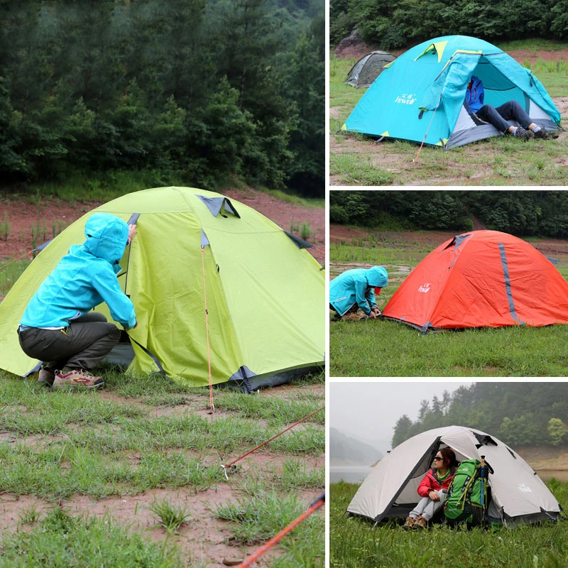 4 Colors Hewolf Brand RainProof 2 Person Double Layer Aluminum Family Tents Travel Sunscreen Quality Outdoor Picnic Camping Tent 4 Colors Hewolf Brand RainProof 2 Person Double Layer Aluminum Family Tents Travel Sunscreen Quality Outdoor Picnic Camping Tent