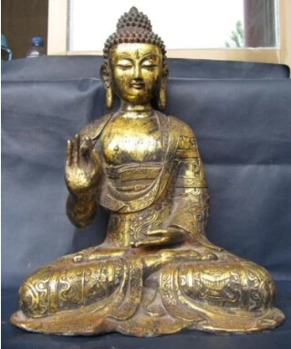 

dr239 16"Tibet Folk temple Bronze gild Eight treasures Sakyamuni buddha Statue