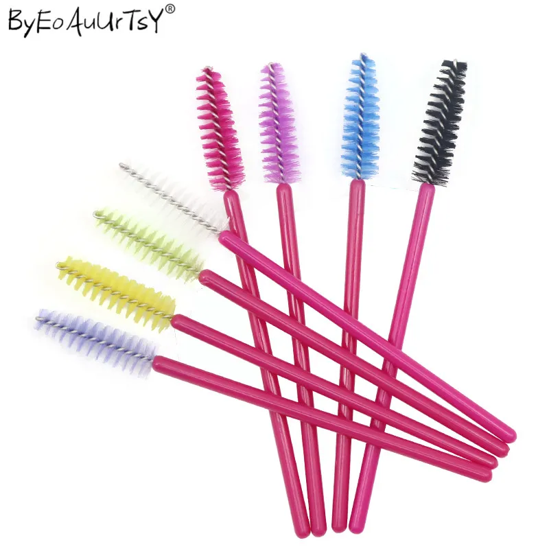 Beautiful Rose Makeup Brushes for Eyelash Extension Disposable Mascara Wands Makeup Eye Brushes One-off Nylon 200pcslot (4)