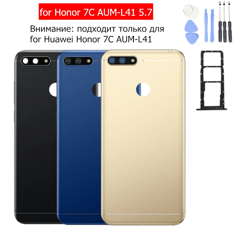 5," для huawei Honor 7C AUM-L41 задняя крышка батарейного отсека задний корпус дверная камера стеклянный лоток для карт держатель Замена запасных частей