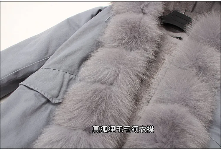 MAOMAOKONG, зимняя куртка для женщин, плотное пальто, натуральный Лисий мех, воротник, спереди, уплотнение, Лисий мех, короткая, тонкая, щука, пальто
