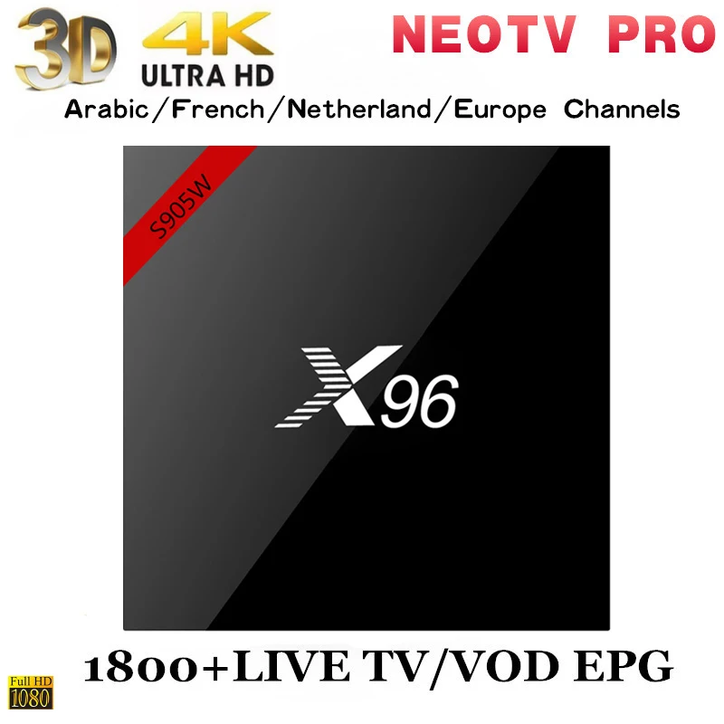 X96-W Android 7,1 Франция IPTV приставка четырехъядерный NEO tv PRO Европа телеприставка X96 S905W 1 год IP tv Бельгия Голландский Английский арабский IPTV