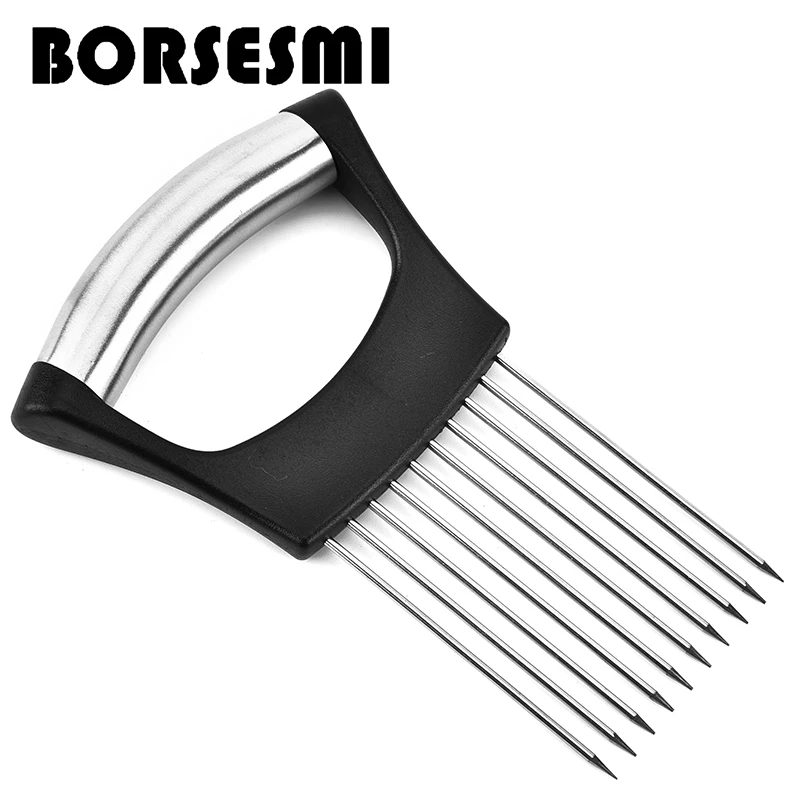 

Professional Stainless Steel Onion Slicer Vegetable Tomato Holder Cutter Gadget Meat Tenderizer Kitchen cooking tools Easy 140mm