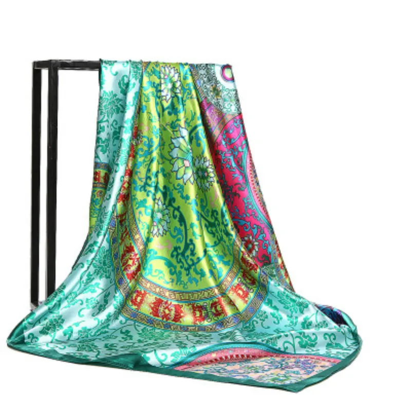 New Design Woman Silk Scarf 90*90cm Square Satin Scarves for Women Head Scarf for Hair Silk hair scarf for sleeping 2018