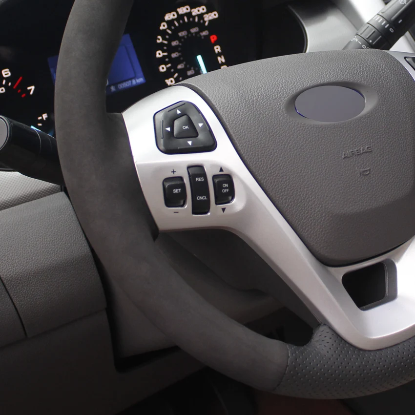 Puou черный натуральная кожа замша Автомобильный руль Крышка для Ford Explorer 2011- Taurus 2012- край 2011