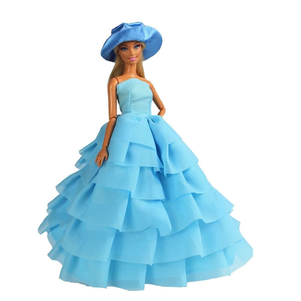 

New Handmade Fashion Multi Layers Long Tail Evening Party Dress For Barbie Doll Clothes And Accessories 1/6 Making Wedding Dress