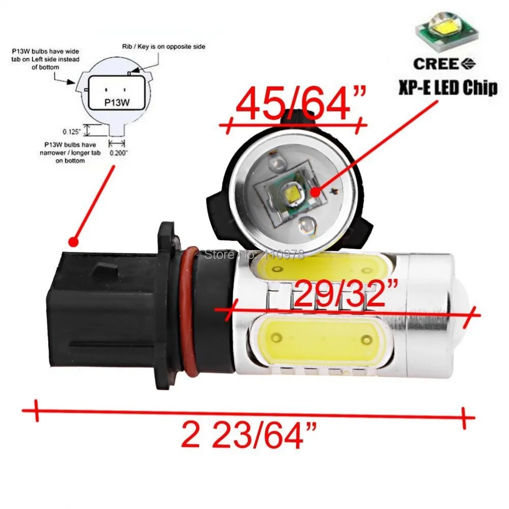 2 шт. 11 Вт белый P13W PSX26W CREE XP-E Q5 чип+ 4COB автомобиля AutomobileLED вождения Туман лампа для 2011-2013 Toyota Highlander