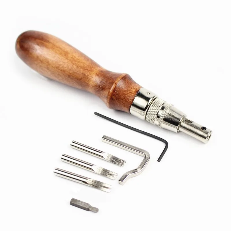 

XUNZHE 7 in 1 Leather Craft Edge Press Kit Adjustable Sewing and Groover Fold Leather Stitching Tool Embroidery Tools Accessorie