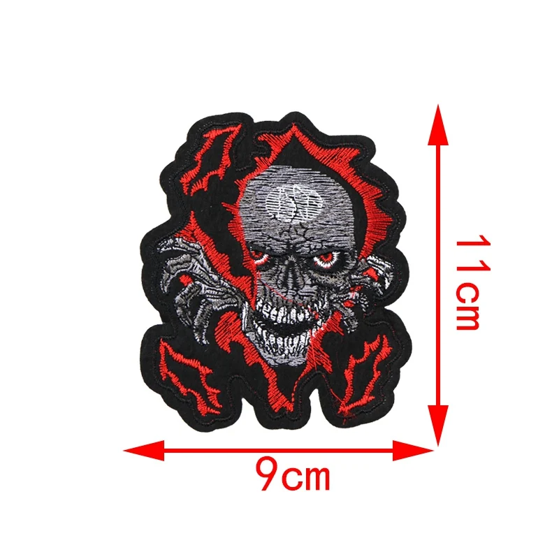 Изысканные байкерские мотоциклетные нашивки с вышивкой в виде черепа, большие значки в стиле панк, байкерские нашивки для одежды, пальто, аксессуары - Цвет: N-BT5470