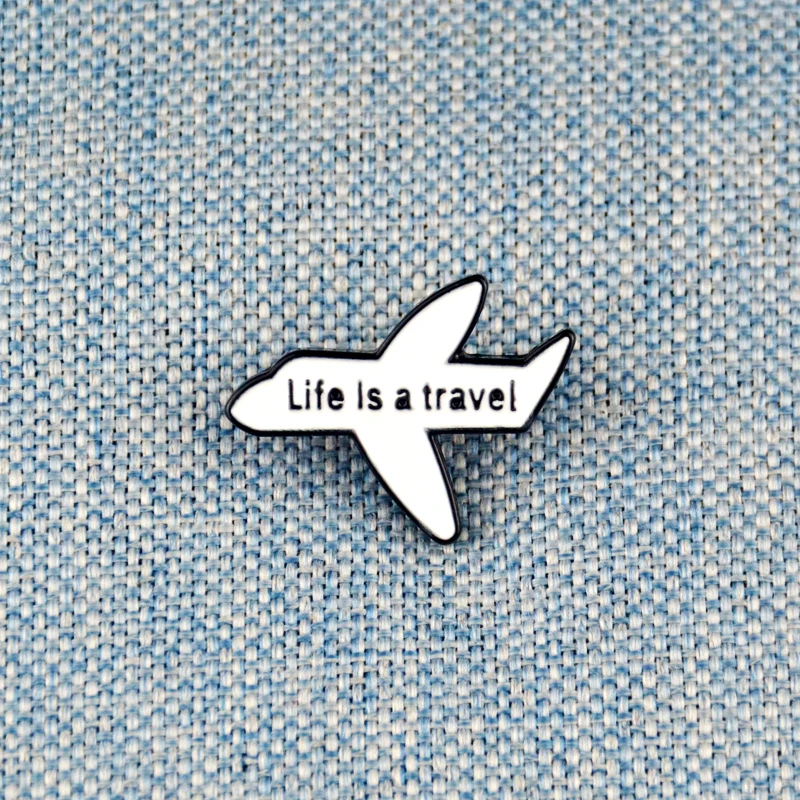 Life is a travel эмалированная брошь кнопка badge для отворота самолета|Броши| |