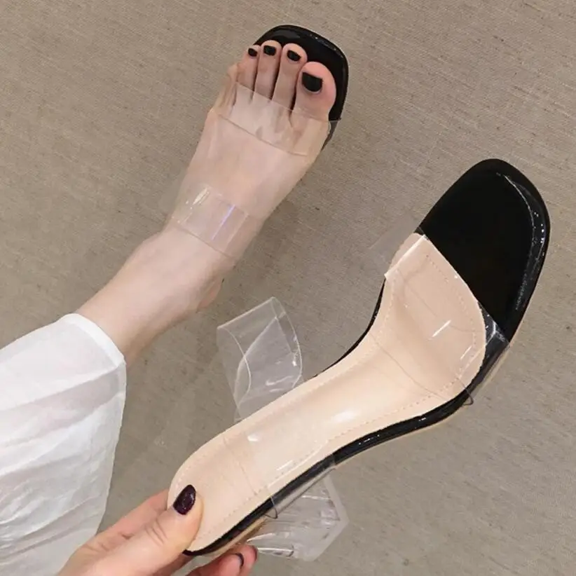 clear flip flop heels