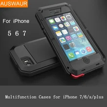 Metal Extreme Shockproof Military Heavy Duty Tempered Glass Cover Case Skin for iPhone 8 7 6 5 /Plus 5.5″ Full-Body Waterproof
