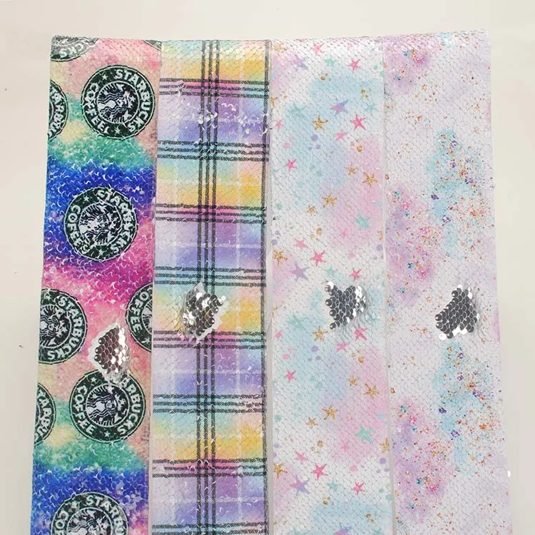 

NEW 2 yards 3" 75mm printed stars reversible sequin ribbons