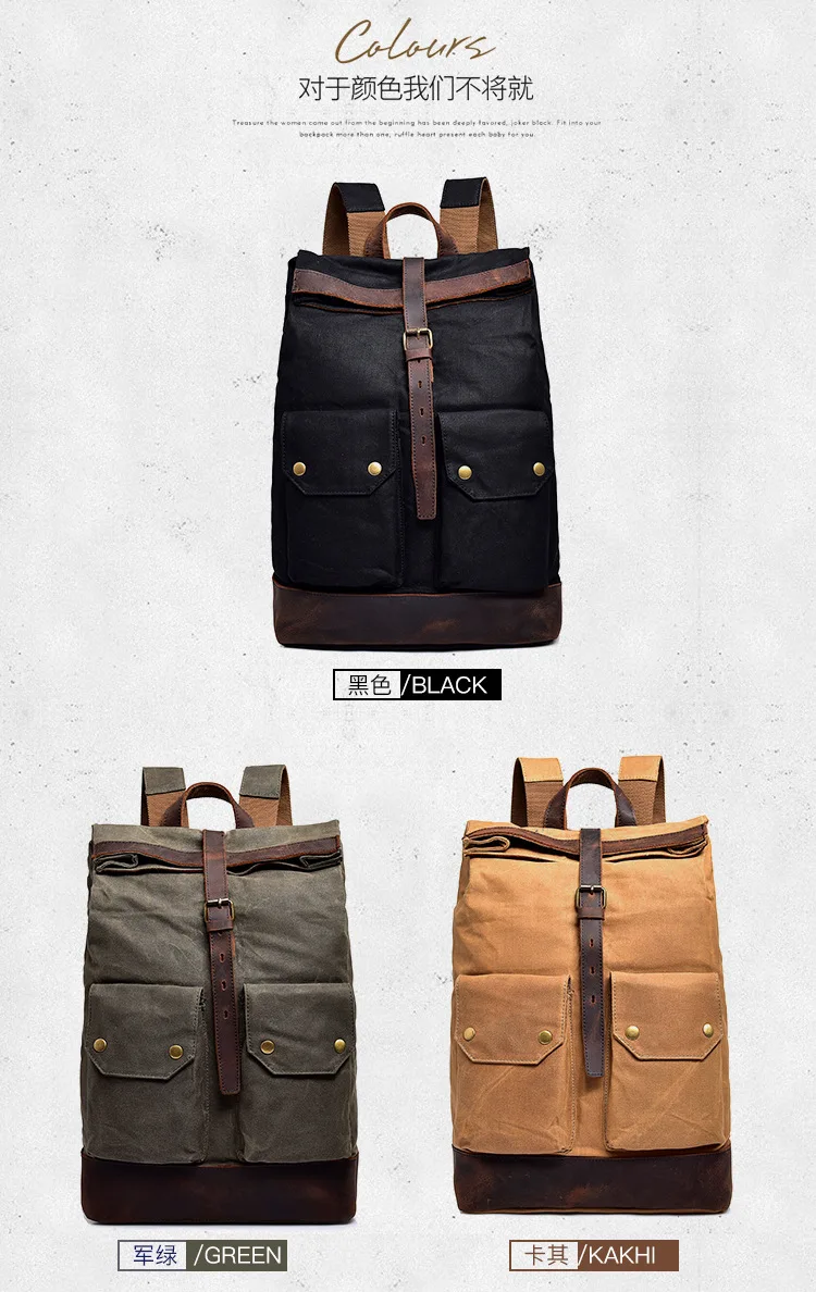 Брендовый дизайнерский высококачественный мужской рюкзак из восковой ткани, Школьный Рюкзак Для Путешествий, Подростковый классический ретро большой рюкзак для ноутбука
