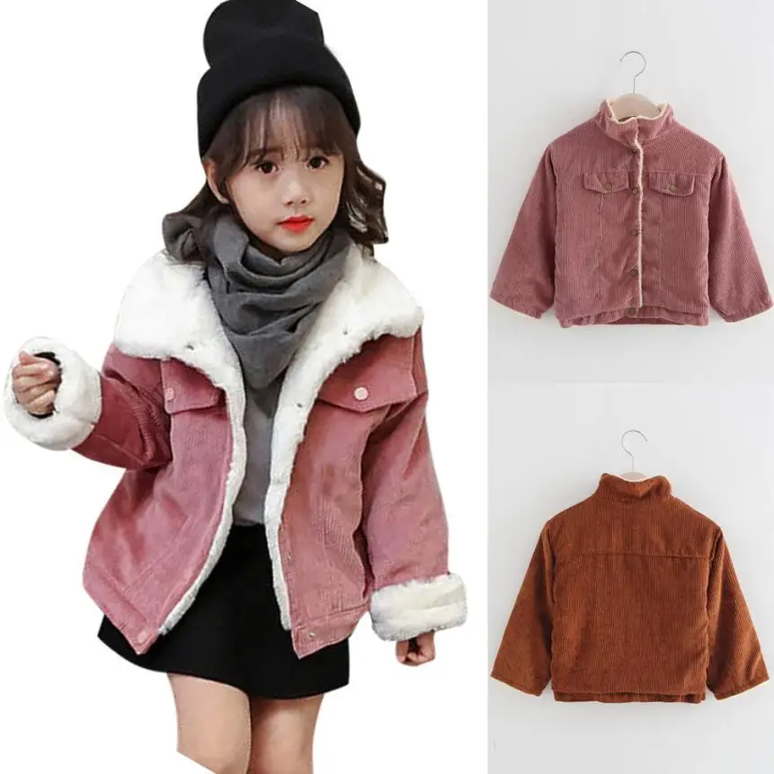 

Girls winter coat wool Toddler Kids Baby Girls Boys Winter Clothes Corduroy Coat Jacket Thick Outwear