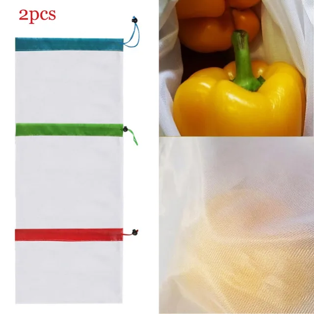 Aliexpress 2pcs Pack Reusable Produce Bags Rope Mesh 2pcs Pack Reusable Produce Bags Rope Mesh Vegetable Fruit Toys Durable Storage Pouch 2018