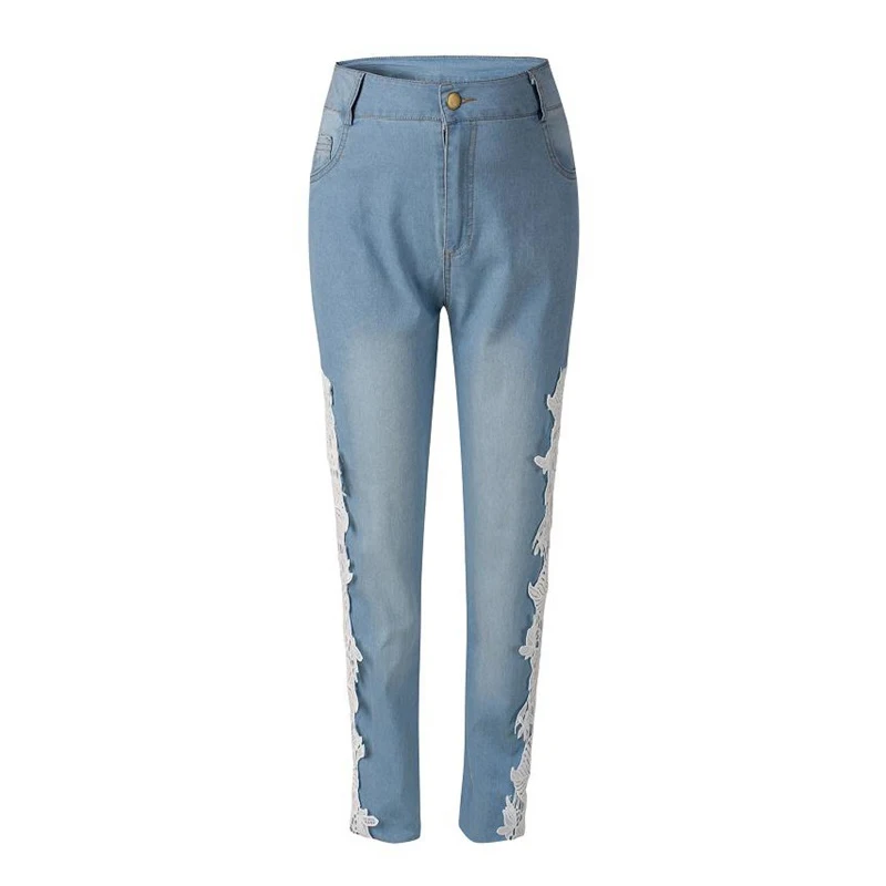 Сексуальные женские джинсы с низкой талией, кружевные потертые джинсы, вязанные крючком джинсы, узкие брюки для женщин FS0030 - Цвет: W