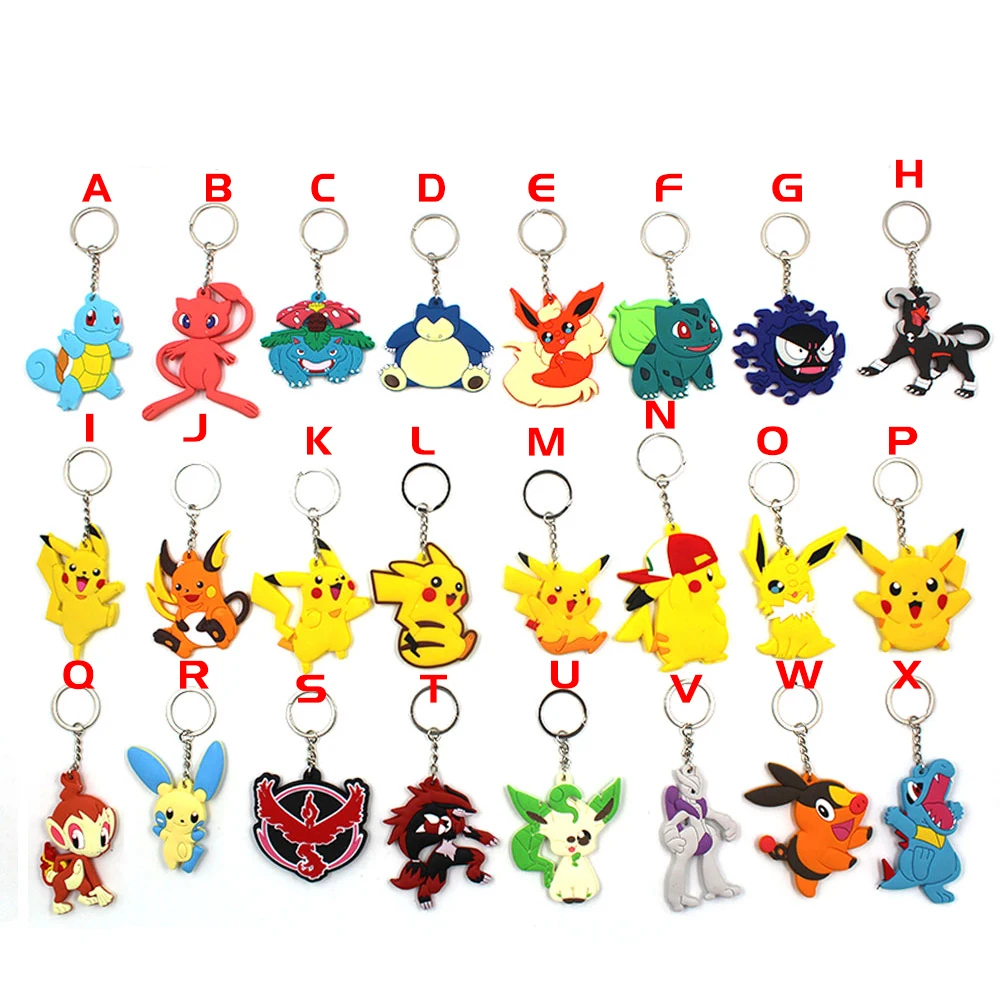 Game Pocket Monster Pokemon Pikachu Snorlax Squirtle Bulbasaur Flareon Moltres PVC Pendant Keychain Keyring Ornament Otaku Gift