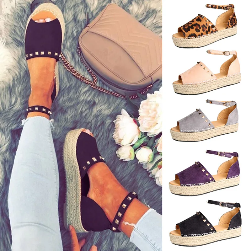 

Women Sandals Summer Fashion Retro Wedges Shoes Woman Slides Buckle Lady Pink Female Sandals sapato feminino Plus 35-43 WF256
