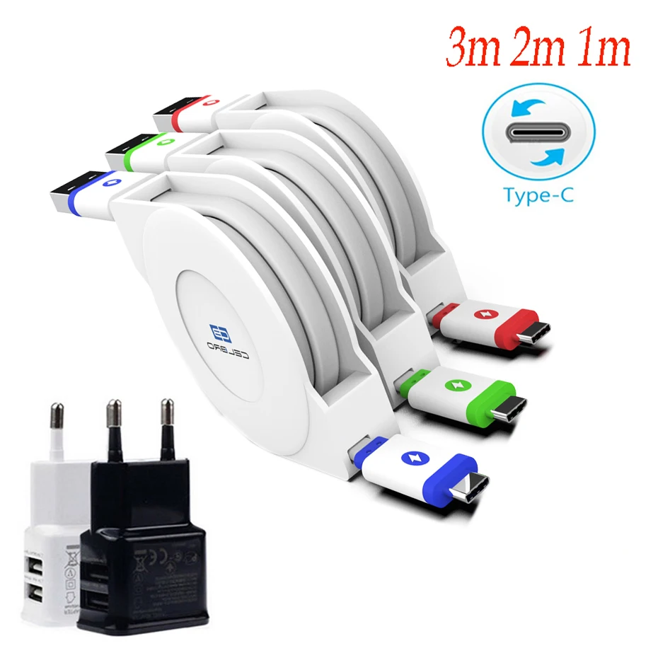 1/2/3 Meter USB C Charging Data Cable Cabo Typec 3m For Xiaomi Pocophone F1 Mi 8 A2 Max 3 Mi8 Lite Black Shark Car Charger Cord | Мобильные