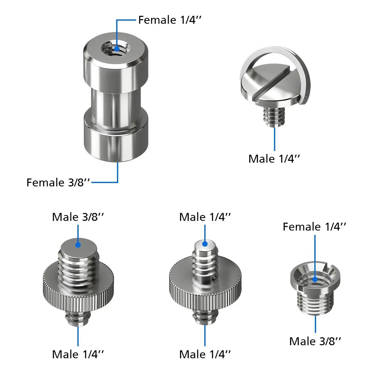 22 шт. Лидер продаж переходник для винта штатива конвертер с винтовым кольцом пакет(1/4 мужчина к 1/4 мужской 1/4 мужчина к 3/8 мужской 1/4 Женский до 3/8