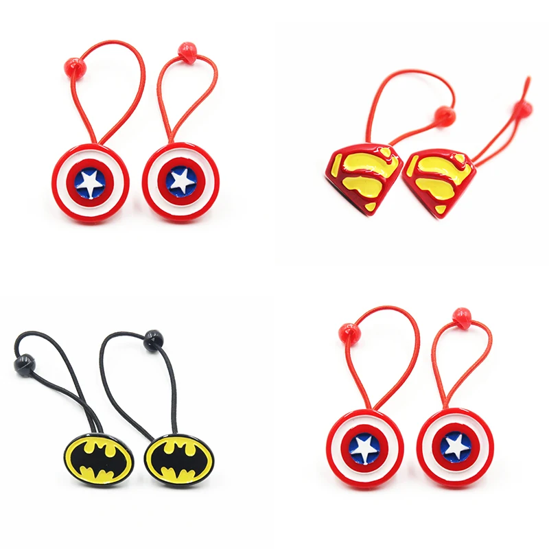 

2 PCS/Lot New Cartoon Superman Batman Captain America Elastic Hair Ties Ropes Hair Holder For Cool Hair Accessories