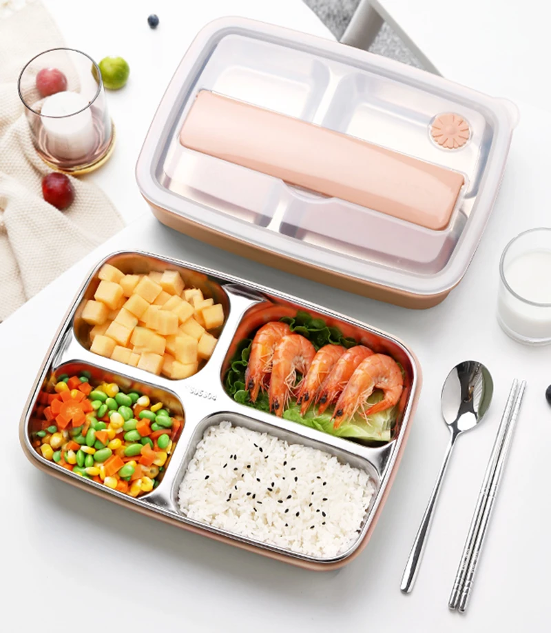 Oneisall Bento Ланч бокс кухонный пищевой контейнер из нержавеющей стали пластик 1200 мл