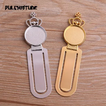 

2pcs 20mm Inner Size Two Color Vintage Crown Style Handmade Bookmark Cabochon Base Cameo Setting 21*90mm T6722