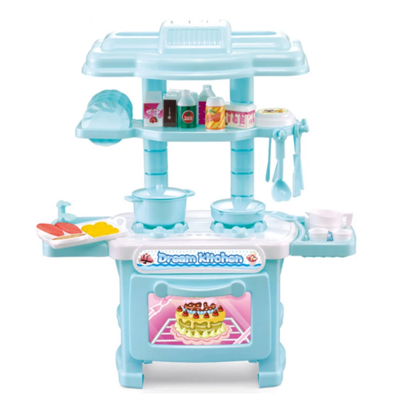 

New Arrival 1 Pcs Set Pretend Play Kitchen Simulation Kids Play House Toys Girl Light Music Tableware Sets Baby Toys Cooking Toy