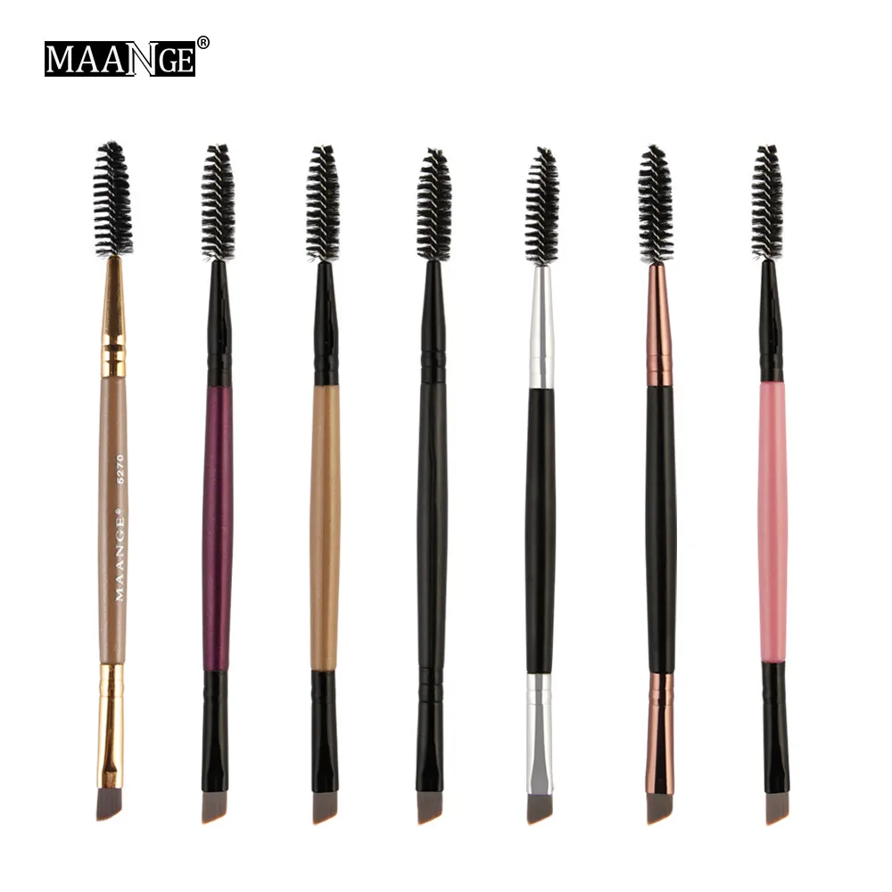 

MAANGE 1pcs Duo Brow Makeup Brush Wood Handle Double Sided Eyebrow Flat Angled Brushes Makeup Brush Tools c0920