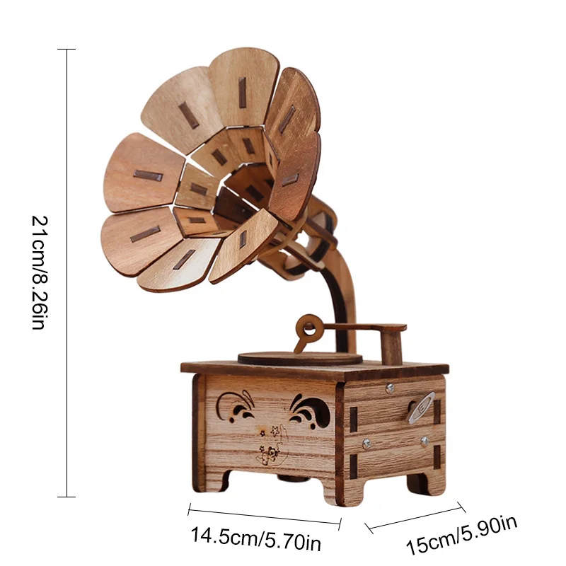 Креативная деревянная музыкальная шкатулка "сделай сам", Музыкальная шкатулка с изображением неба и города, модель музыкального плеера, украшение для комнаты, Миниатюрные аксессуары, фигурка из дерева