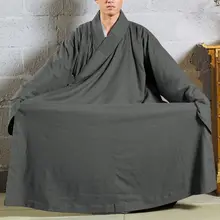 Унисекс Зима и осень теплая Расширенная форма для боевых искусств костюмы дзен Кунг Фу халат буддийская медитация платье одежда монаха пальто серый