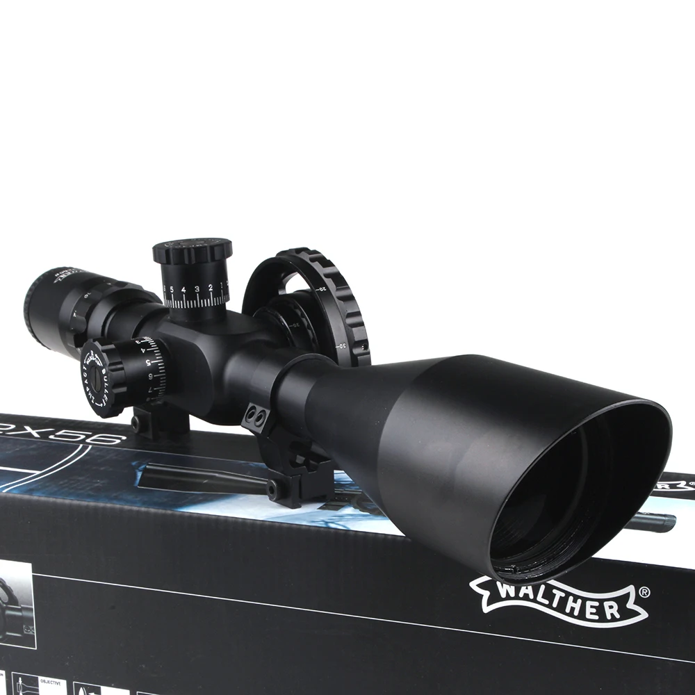 WALTHER FT 8-32X56 Hunting Riflescopes Mil Dot Reticle Large Side Wheel Parallax Adjustment Shooting Scope with Dovetail Rings (7)