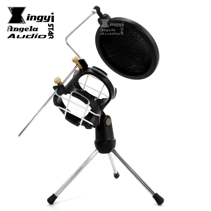 font b Desktop b font Stand Tripod Spider Microphone Shock Mount Mic Shield Wind Screen