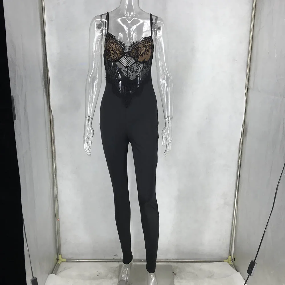 Women Lace Jumpsuits Sweetheart Spaghetti Straps Stretchy Satin Reflective Rompers Club Black Party Wear Pantsuits MS-DZT968 Women Lace Jumpsuits Sweetheart Spaghetti Straps Stretchy Satin Reflective Rompers Club Black Party Wear Pantsuits MS-DZT968
