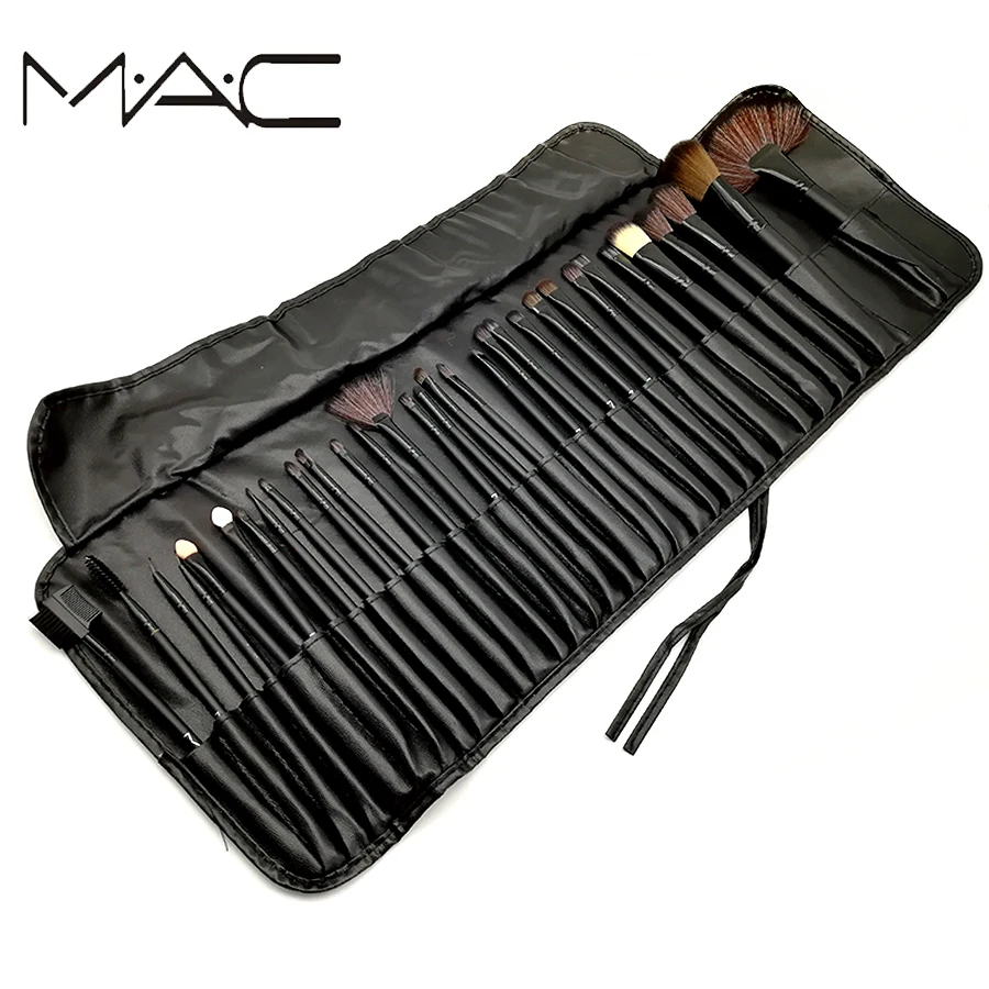 

MAC 32 pcs Makeup Set Powder Foundation Eye shadow Make Up Tools Cosmetics Soft Synthetic Hair With PU Bags