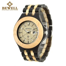 BEWELL мужские часы из натурального дерева ручной работы часы лучших брендов роскошные даты кварцевые часы складные деревянные полосы в подарочной коробке 080A