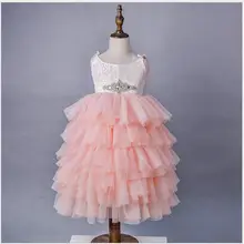 Мягкое кружевное летнее платье макси с цветочным рисунком Детские платья принцессы для дня рождения длинное многослойное платье Сетчатое многослойное Тюлевое свадебное платье