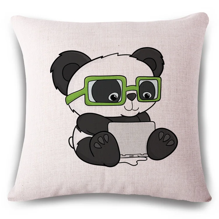 Подушка-панда, тканый льняной чехол, семейная привязанность диван-кровать в машине, семейный домашний декоративный чехол для подушки