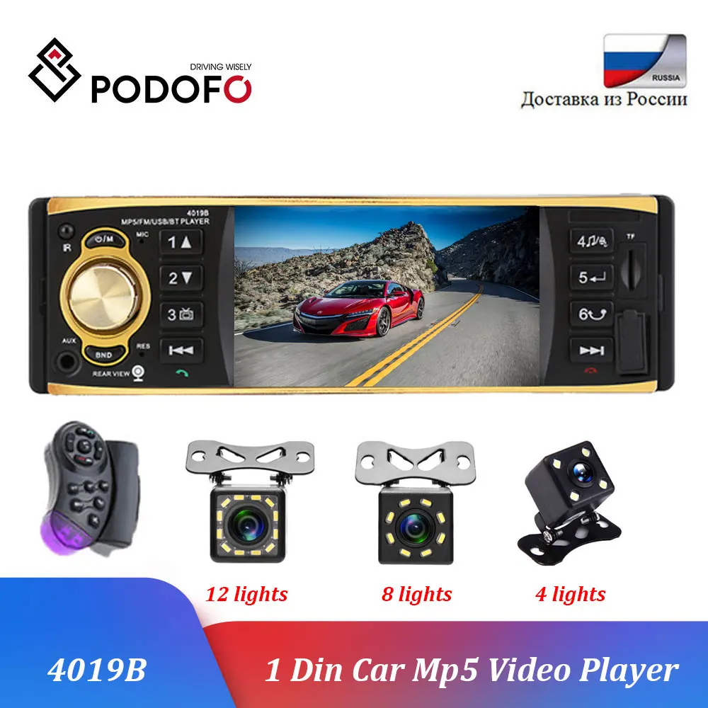 

Podofo 1 Din 4'' Car Radio Audio Stereo MP3 Car Audio Player Bluetooth Auto Radio 4019B USB FM SD Car Stereo Rear View Camera