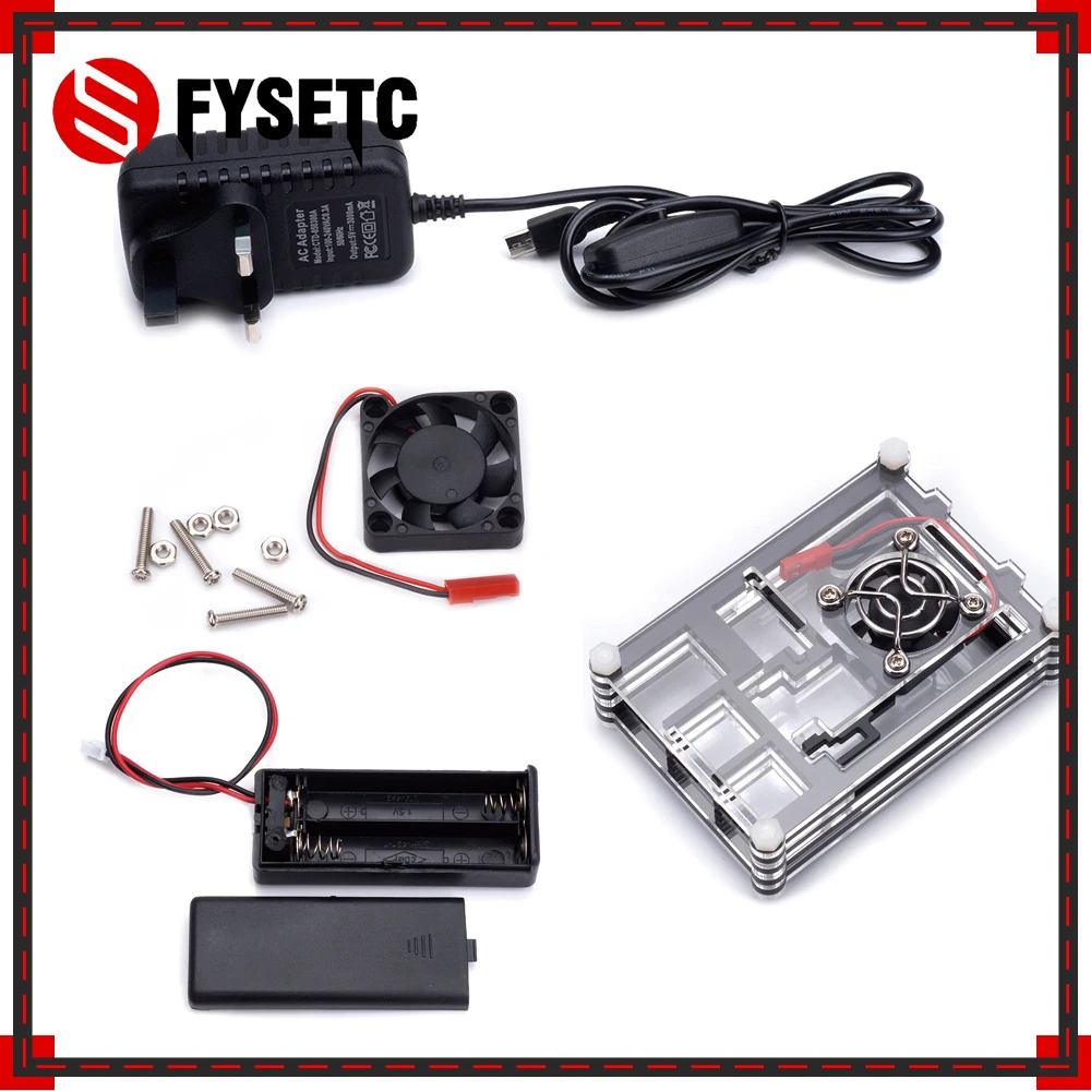 

Raspberry Pi 3B+ Case 9 Layers Black Acrylic Box Case + Cooling fan+ Battery Case Box + 5V 3A Power Adapter For Raspberry Pi 3