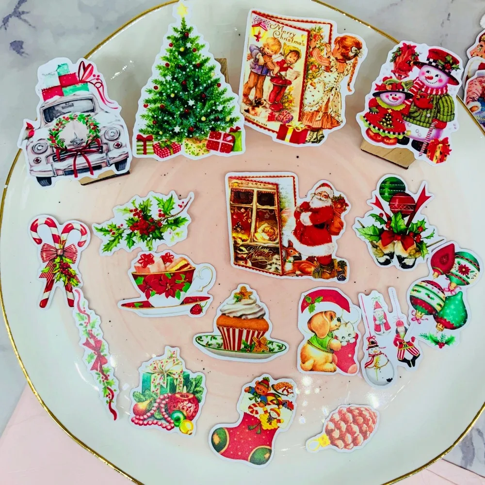 35pcs Christmas combination Kids Fun Paper Stickers Homemade Bookkeeping Decals on Laptop / Decorative scrapbooking / DIY