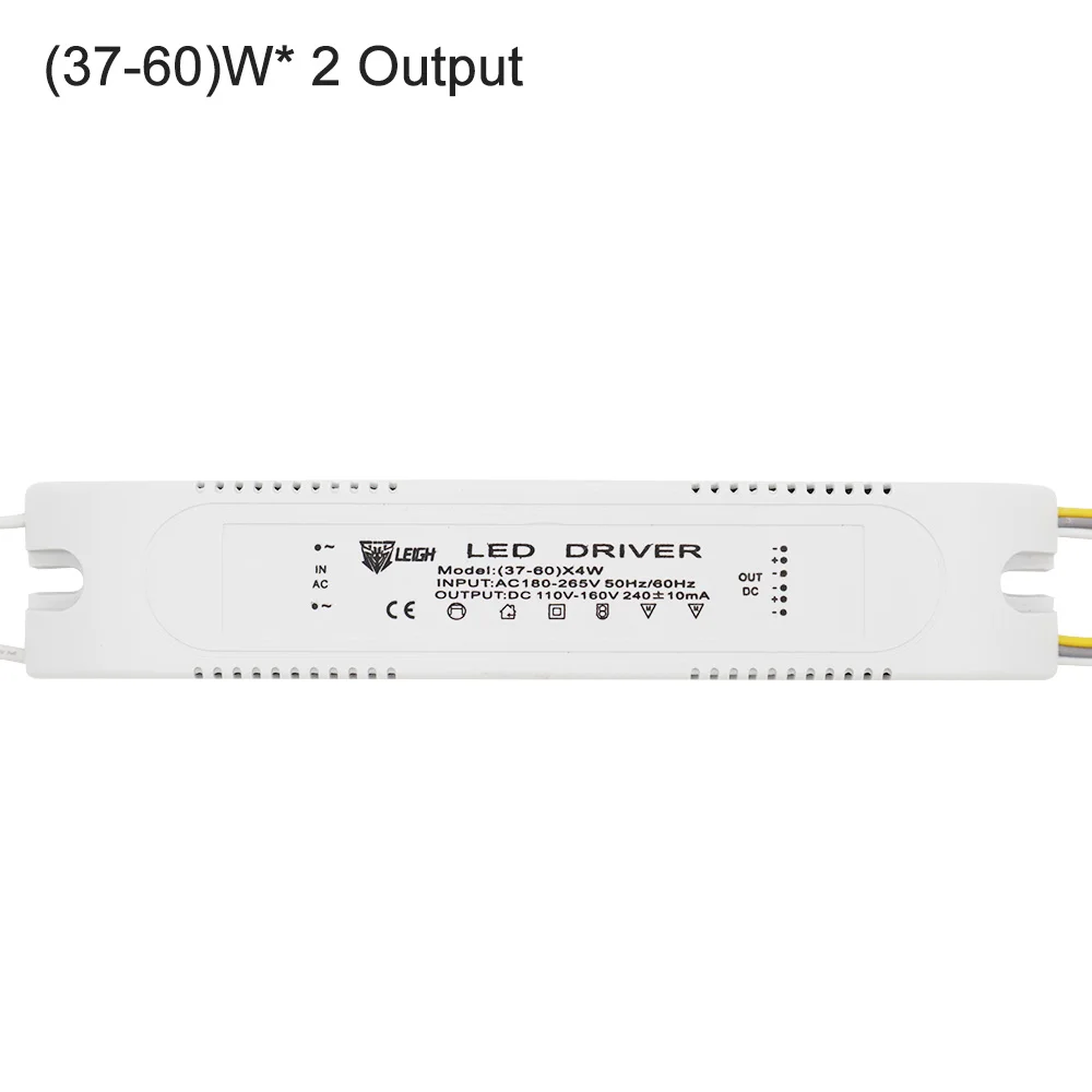 Переменный ток 180-265 в светодиодный драйвер 2 выхода 240 мА Постоянный ток 20 Вт* 2 60 Вт* 2 светодиодный потолочный светильник источник питания Трансформаторы освещения CE - Цвет: 37-60