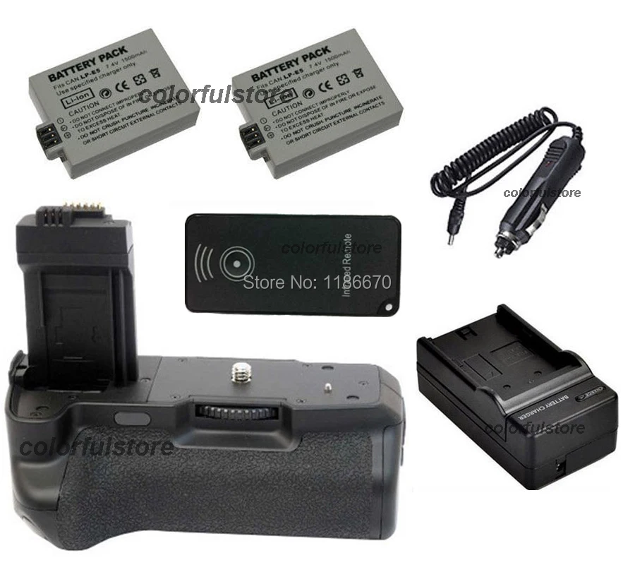 

Battery Handle Grip Vertical For Canon EOS 450D 500D 1000D Rebel XSi T1i XS Camera as BG-E5 BGE5+IR Remote+2 x LP-E5+Car Charger