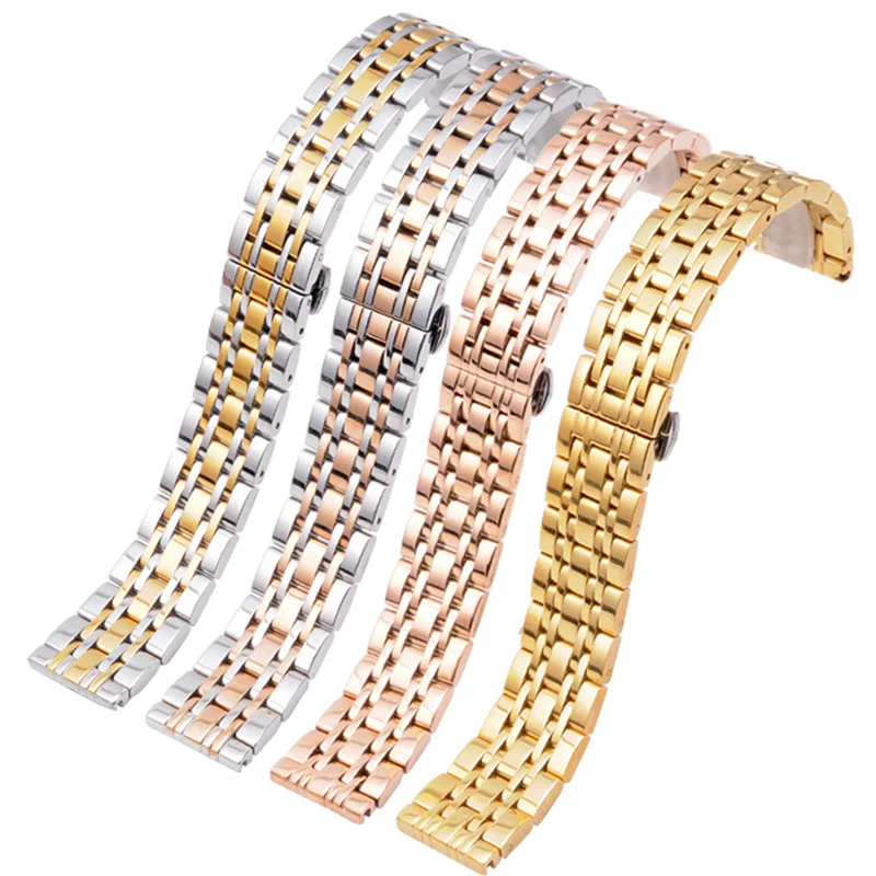 

14mm 16mm 18mm 20mm 22mm Watch Bands Solid Stainless Steel Metal Business Replacement Bracelet Strap for Men's Women's Watch