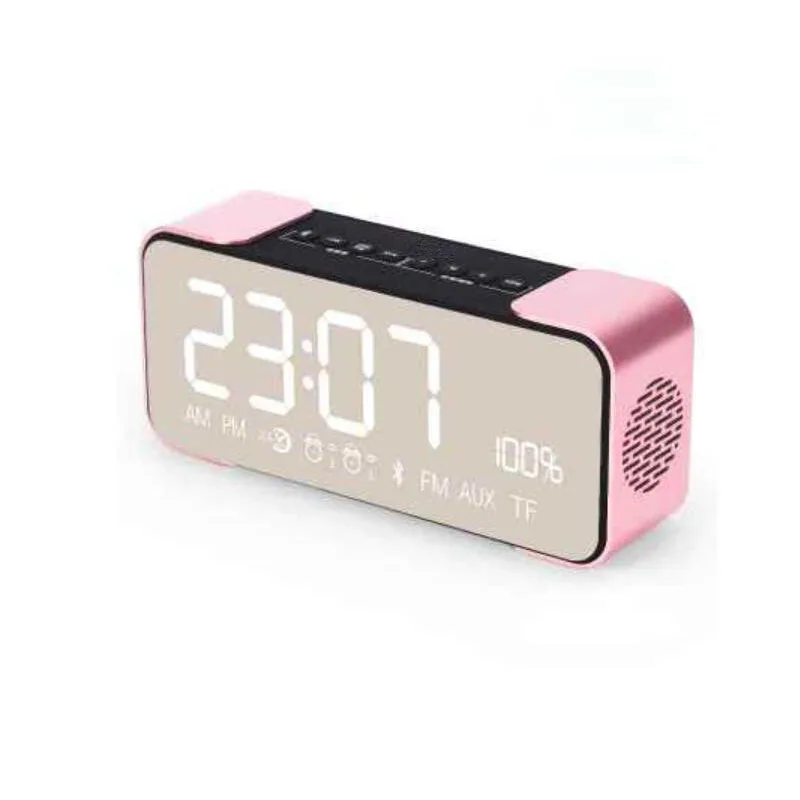 

Mirror Display Alarm Clock FM Radio Wireless Free Alarm Setting Mini Bluetooth Audio Function Speakers 4.2 Protocol MP3 Cards