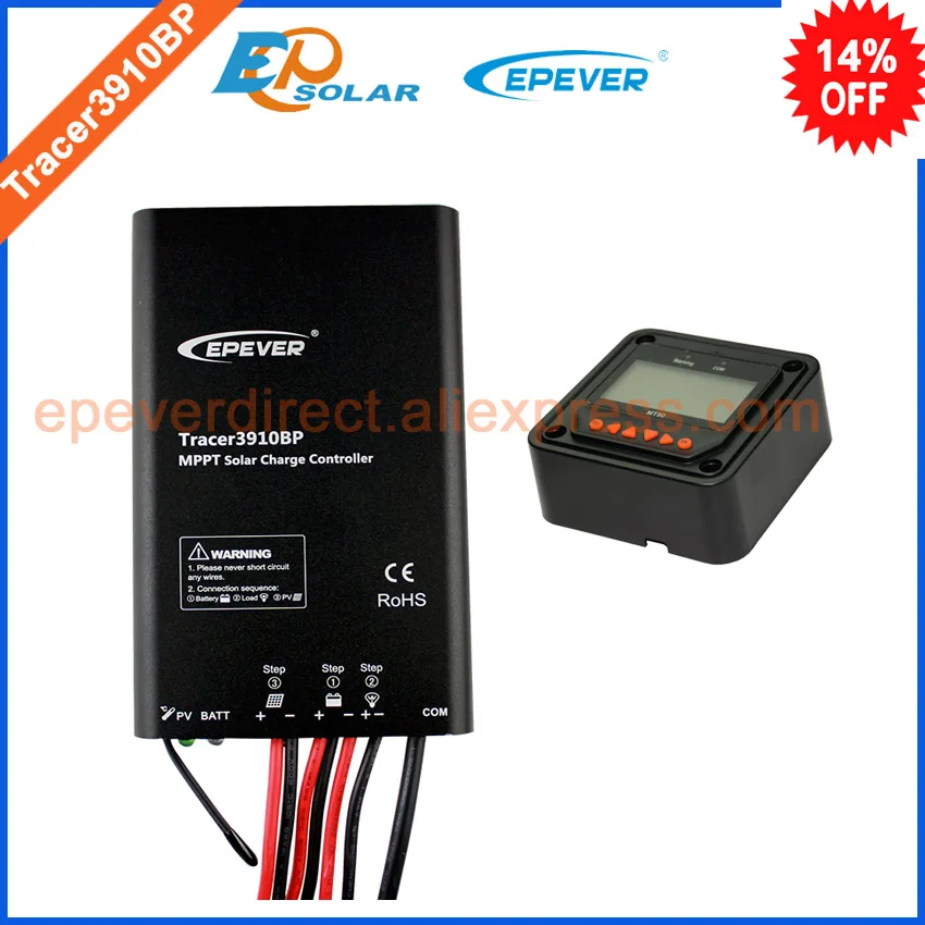 

Solar mppt 12v panel controller EPEVER Brand Tracer3910BP with MT50 meter 12v 24v auto work except lithium battery